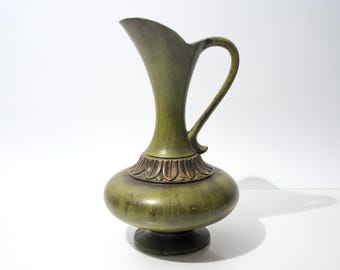 Midcentury Royal Haeger Ceramic Decorative Pitcher, Vase, Green, AS IS