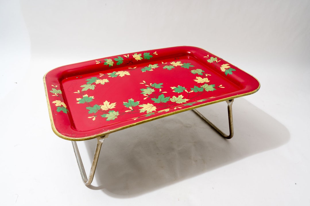 Vintage Bed Tray, TV Tray, With Legs, Leaf Pattern Etsy