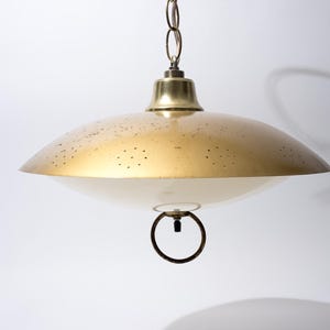 Vintage MCM UFO Hanging Lamp, Flying Saucer, 13&quot; Diameter, Hardwire, 1960s