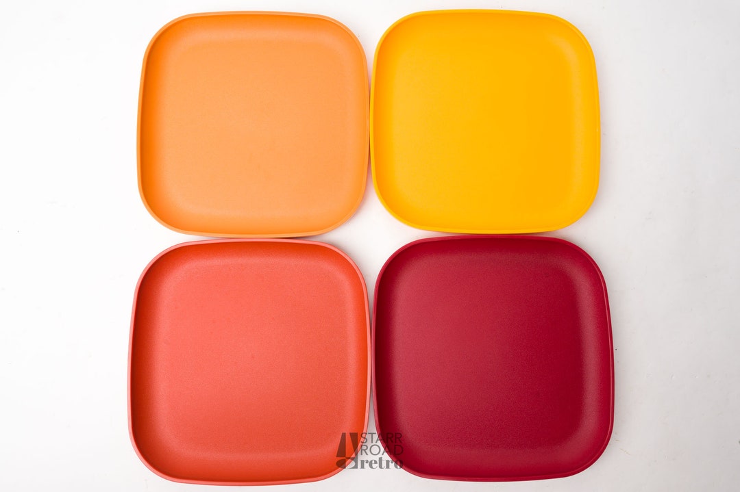 Vintage Tupperware Plates Set of Four Multicolor Etsy