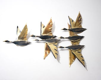 Midcentury Metal Geese, Wall Art, Set of 3