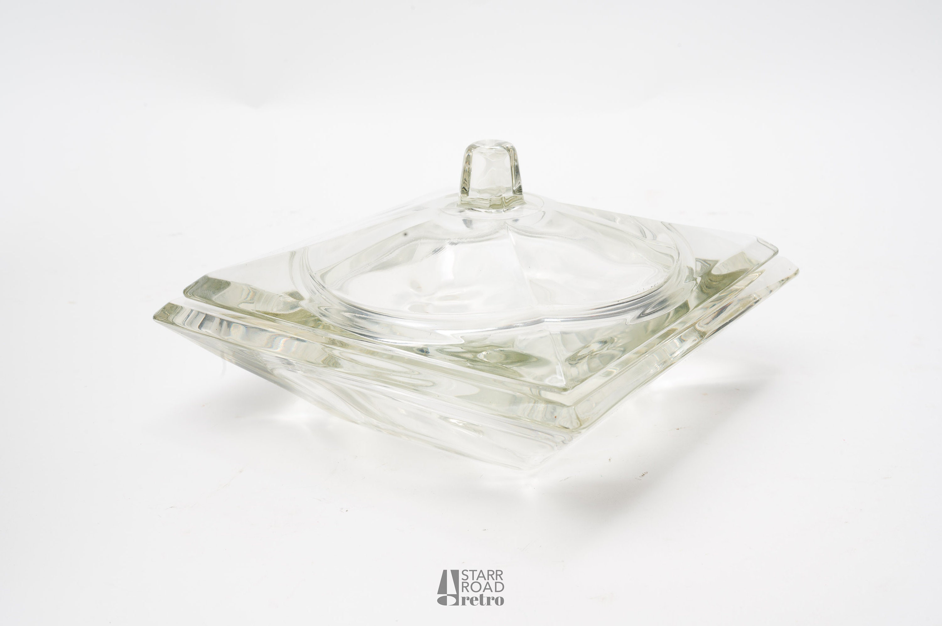 Vintage Square Candy Dish With Lid Art Deco Mid Century Etsy