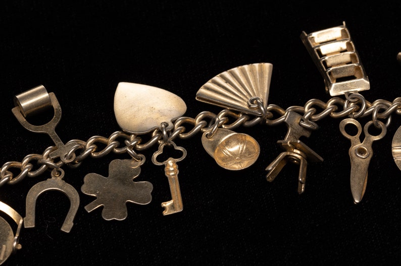 18 Charms for Many Occasions Coro Charm Bracelet with Lots of Goodies 1960/'s Vintage Signed