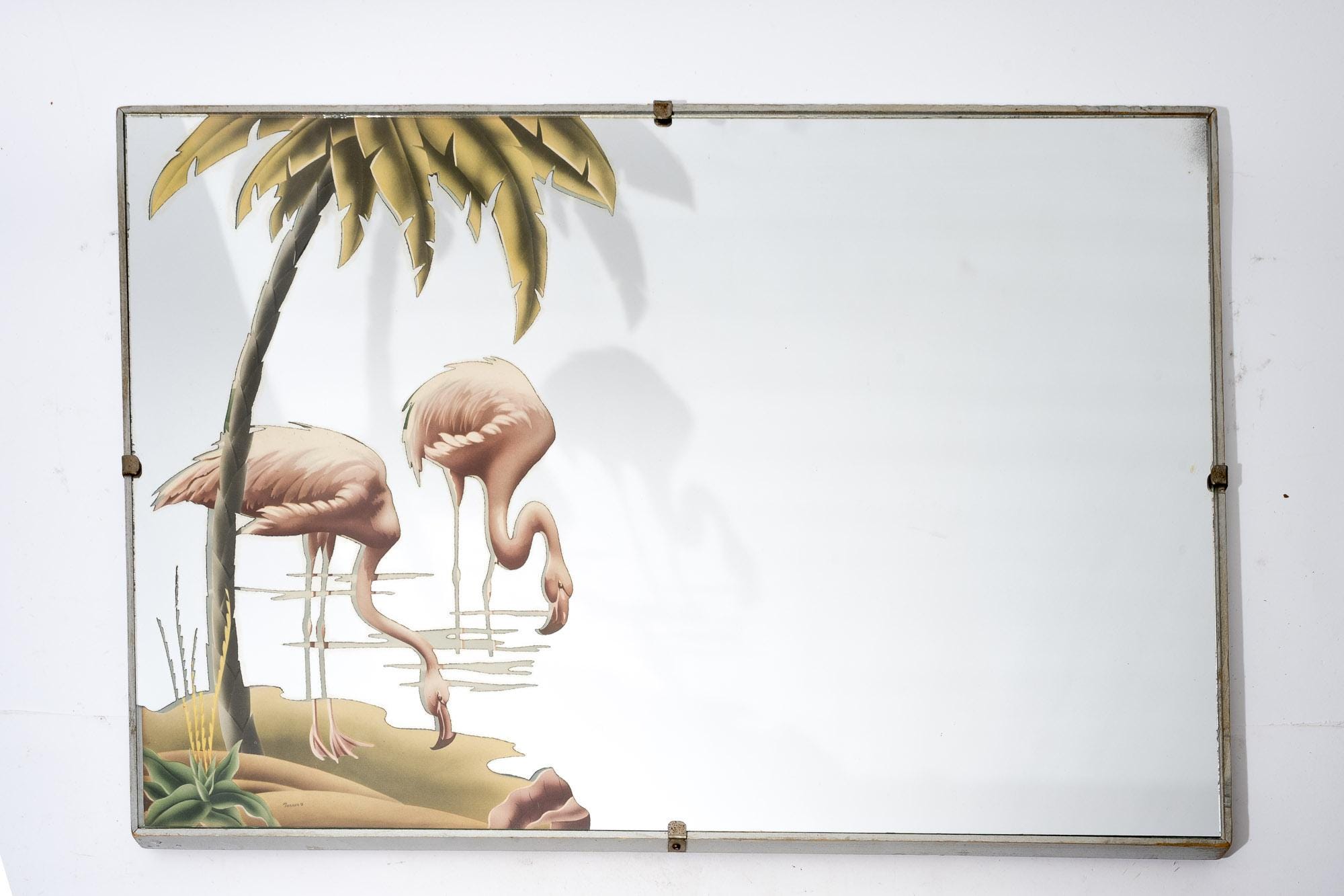 Vintage Pink Flamingo Mirror by Turner Large Mirror 30