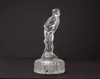 Vintage Naked Lady Flower Frog, Bending Lady, Cambridge Glass, Art Deco