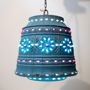Vintage 1970s Lawnware  Beaded Hanging Swag Lamp Patio Tiki Mid Century Retro