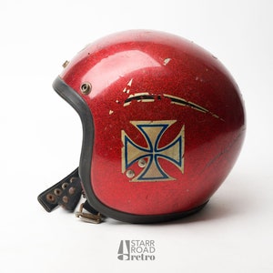 BUCO International, 3/4 Open Face Helmet, Red Metal Flake, Iron Cross, Pinstripe, 1960s Hot Rod Kulture, RESERVED - Etsy BUCO International, 3/4 Open Face Helmet, Red Metal Flake, Iron Cross, Pinstripe, 1960s Hot Rod Kulture, RESERVED - Etsy