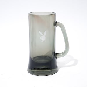 Vintage Playboy Bunny Mug, Smoked Color Glass, Retro