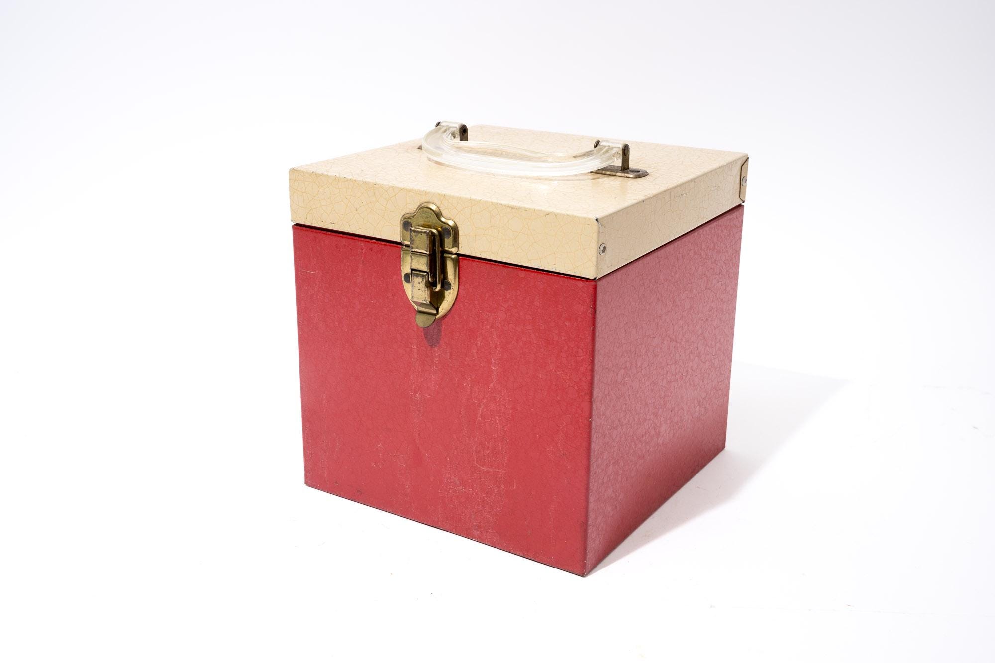 ヴィンテージレコードケース、メタル、レッド - Etsy 日本