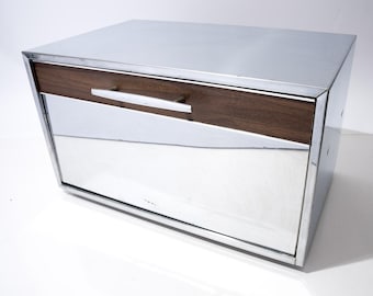 Vintage Krestline Speco Chrome Bread Box Canister MCM Wall Kitchen