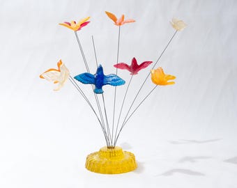 Vintage Kinetic Birds on Wire, New Designs Inc., 1969
