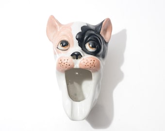 Vintage Dog Ashtray, Ceramic, Bull Dog, Boxer