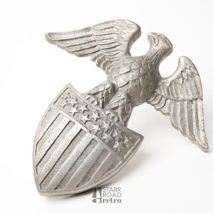 Large Cast Metal Door Embellishment, Bald Eagle with Shield, Solid, 9&quot; x 9&quot;, Patriotic