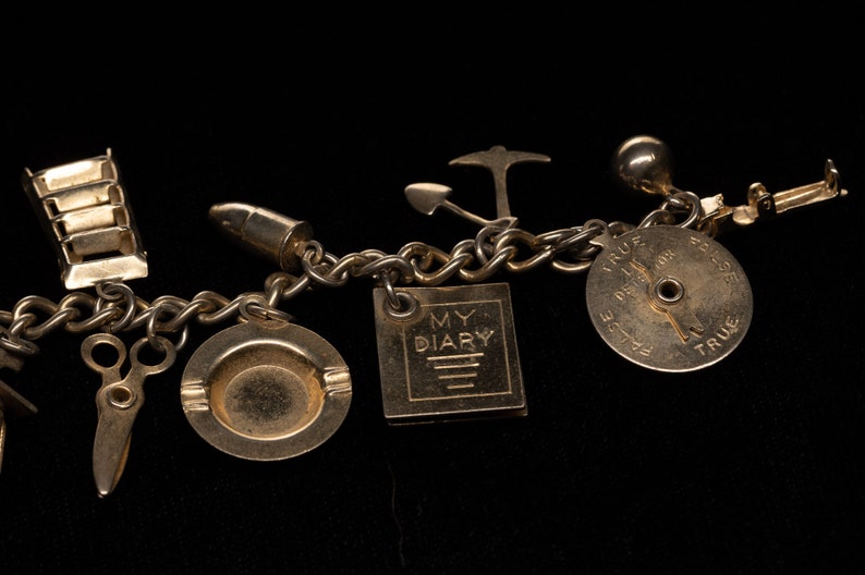 18 Charms for Many Occasions Coro Charm Bracelet with Lots of Goodies 1960/'s Vintage Signed