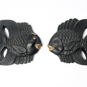 Chalkware Fish, Black and Gold, Mid Century, Miller Studio, 1950s