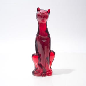 Viking Glass Epic Cat Figurine, Ruby Red, 8 Inch With Sticker, CHIPPED