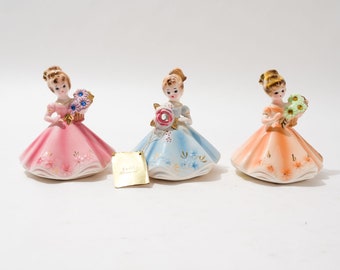 Vintage Birthday Girl Figurines, Josef Originals, Sold Individually, September, April, November