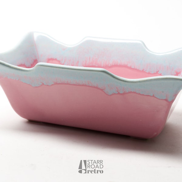 Vintage Ceramic Planter, Rectangle, Hull, Pink and Blue, AS IS