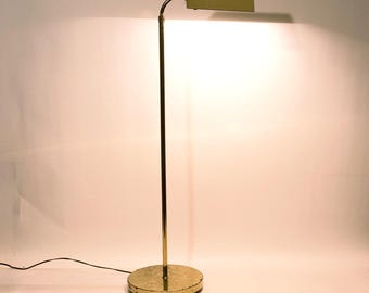 Lampadaire vintage en laiton avec abat-jour en forme de tente, Alsy Mfg. Co., années 1970, style rétro