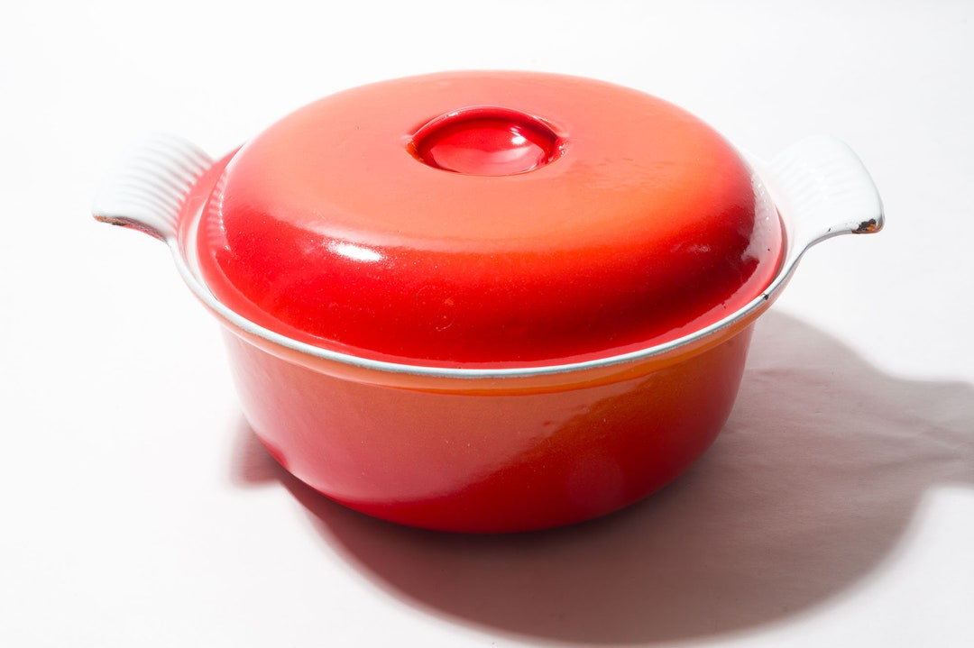 Vintage Enameled Cast Iron, Made in Belgium, Descoware, 22, Flame Color, 2 Quart, 1950s Etsy