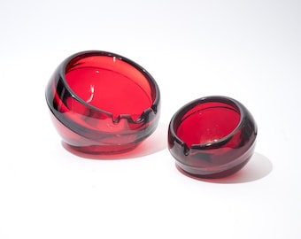 Midcentury Kugelaschenbecher, Augapfel, Wikinger Glas, rot, SEPARAT VERKAUFT
