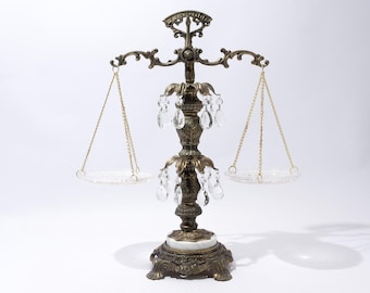 Vintage Scales of Justice, Brass and Crystal