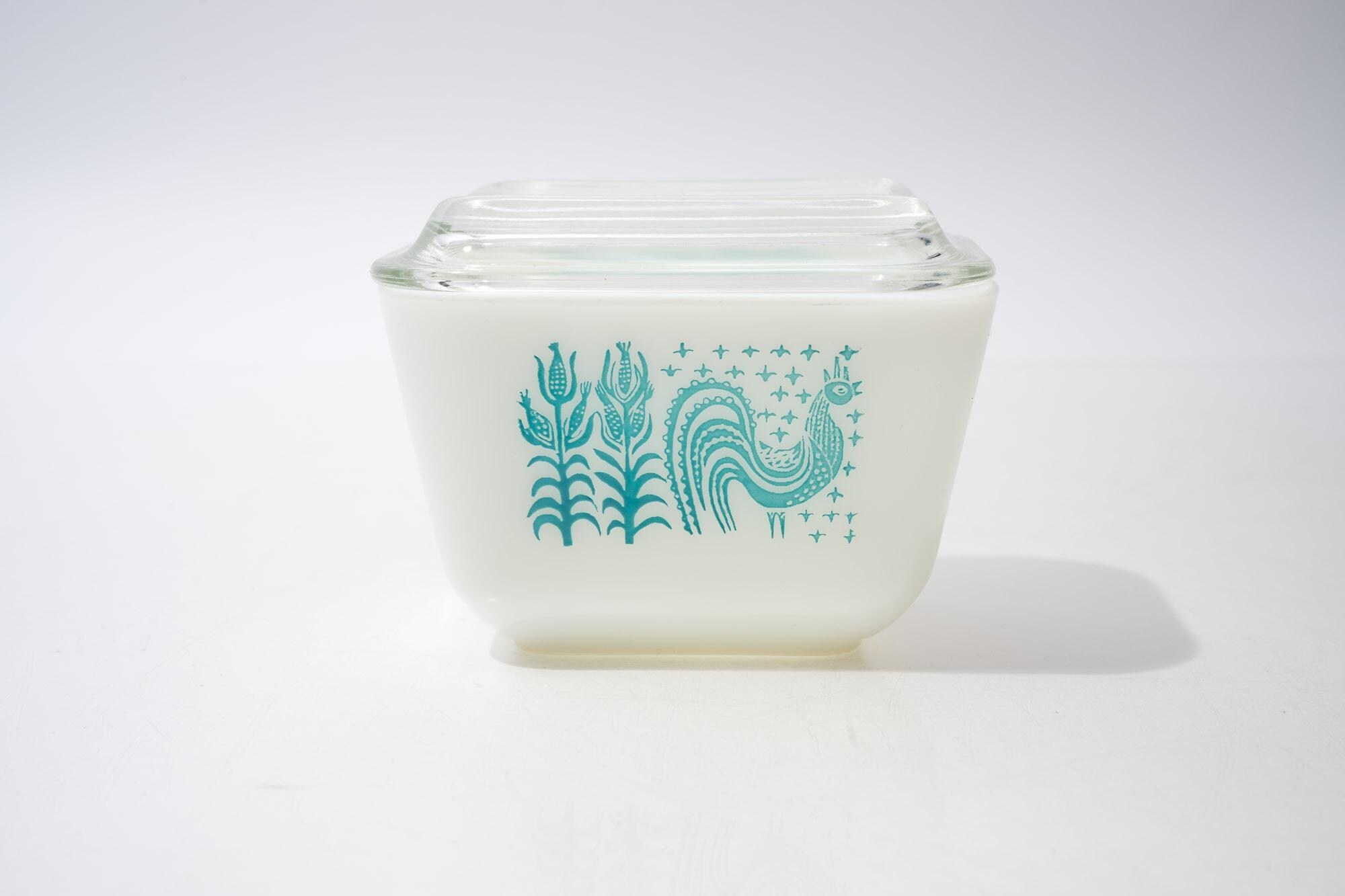 Vintage Pyrex 501, Butterprint, Turquoise, Rooster, Refrigerator Dish ...