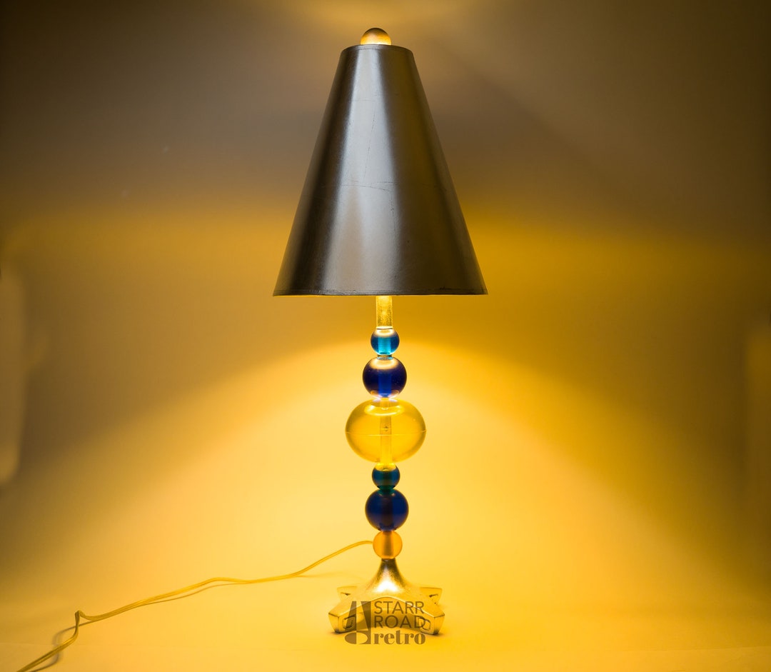 Hivo Van Teal Table Lamp, Solid Acrylic, Blue and Yellow Stacked Balls ...