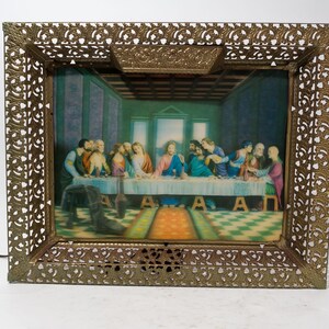 Art 3D de Jésus, lenticulaire, 21 x 17 po, vintage, années 1960