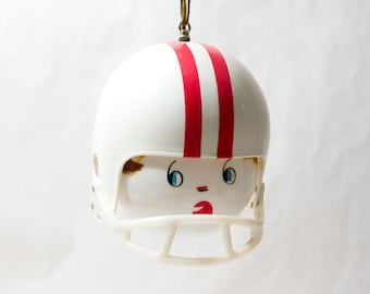Vintage Football Helmet Light, Glass Globe, Football Player