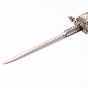 Espada en miniatura, 5 pulgadas, abrecartas, decoración, c.1960