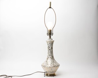 MCM Table Lamp with Black and Gold Speckles on White, Genie Bottle Shape, Atomic, 1950s