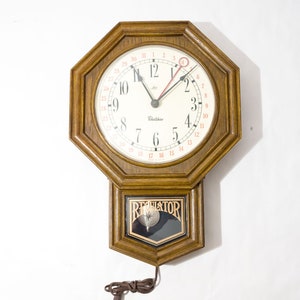 Vintage Regulator Style Wall Clock, Robert Shaw, Lux, Wall Mount w/ Date Hand, 1970s