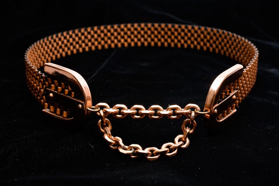 Renoir copper belt, basketweave, mesh, signed, M,