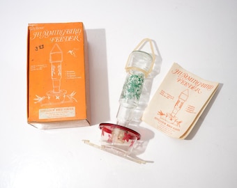 Comedero para colibríes vintage de mediados de siglo, caja original de la década de 1960.