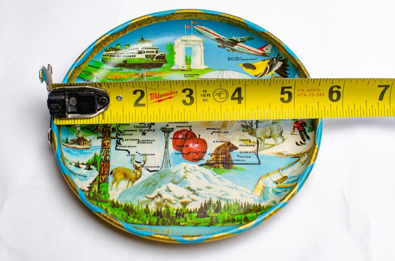 Mid Century State of Washington 6 Tin Souvenir Tray Map