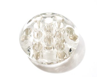 Vintage Glass Flower Frog, Clear, 13 Holes