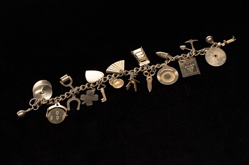 18 Charms for Many Occasions Coro Charm Bracelet with Lots of Goodies 1960/'s Vintage Signed