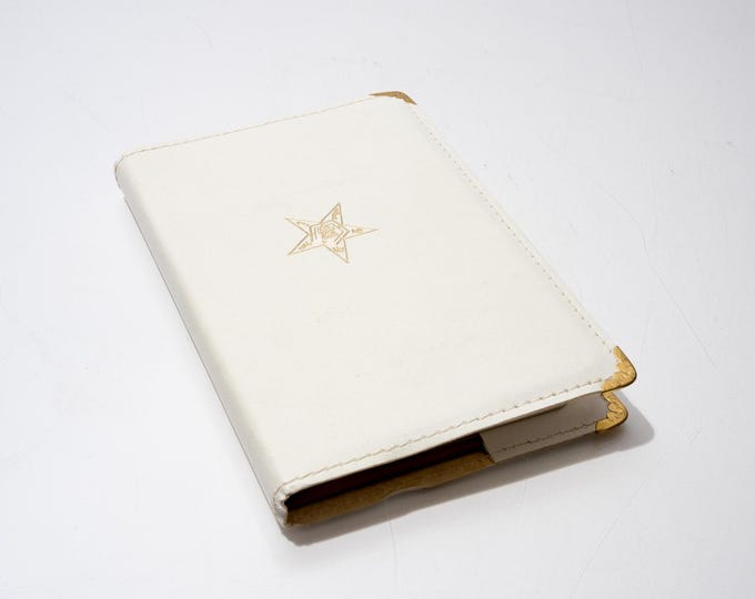 Oes Ritual First Edition Archive Vintage 1976 OES Ritual Book White Leather Bound Gold Emblem Order of ...