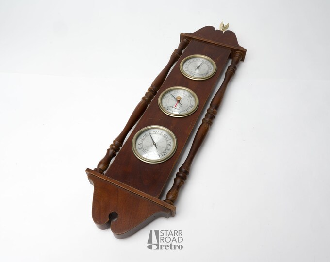 Vintage Airguide Weather Station, Mid Century Colonial, Walnut ...