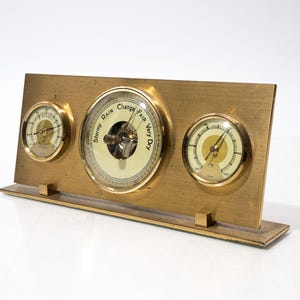 Vintage mässing väderstation barometer hygrometer termometer västtyskland mitten av århundradet 1960-talet