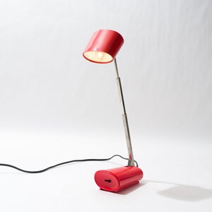 MCM Desk Lamp, Task Light, Red and Chrome, Tensor Model 6100, Cricket, 1960s