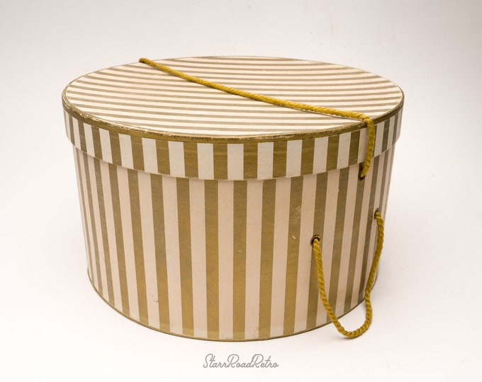 Vintage Hat Box, Card Board Construction, Striped Etsy