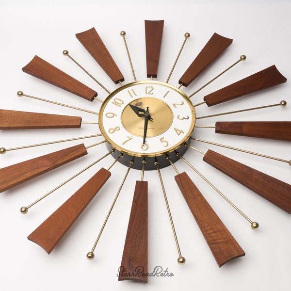 Mid Century Starburst Clock, General Electric, Vintage