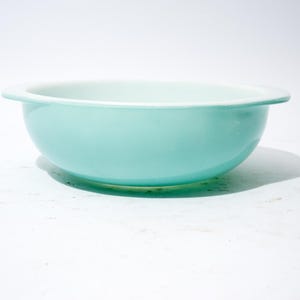 Vintage pyrex, turkoois, 024, ronde braadpan van 2 kwart gallon