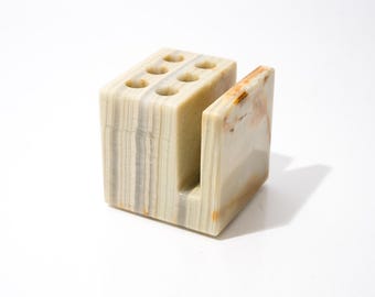 Vintage Onyx Desk Caddy, Pencil Pen and Mail Display, Vintage Office