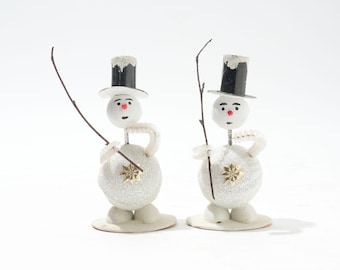 Vintage Snowmen Figurine with Bobble Head, Germany US Zone