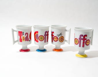 Vintage Mugs, Tea & Coffee, Set of 4, 1970s