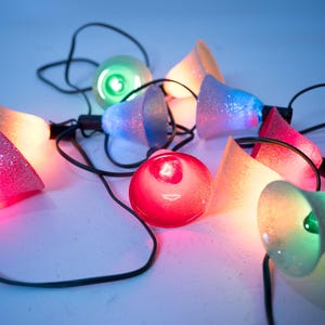 String of Vintage Sugar Bell Lights, Vintage Christmas Lights, GE