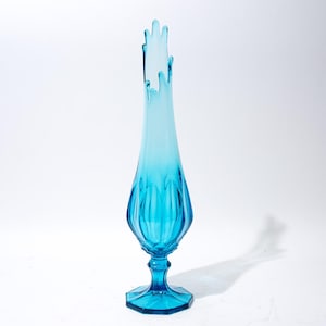Midcentury Swung Vase, Blue, L.E. Smith, 20 Inches